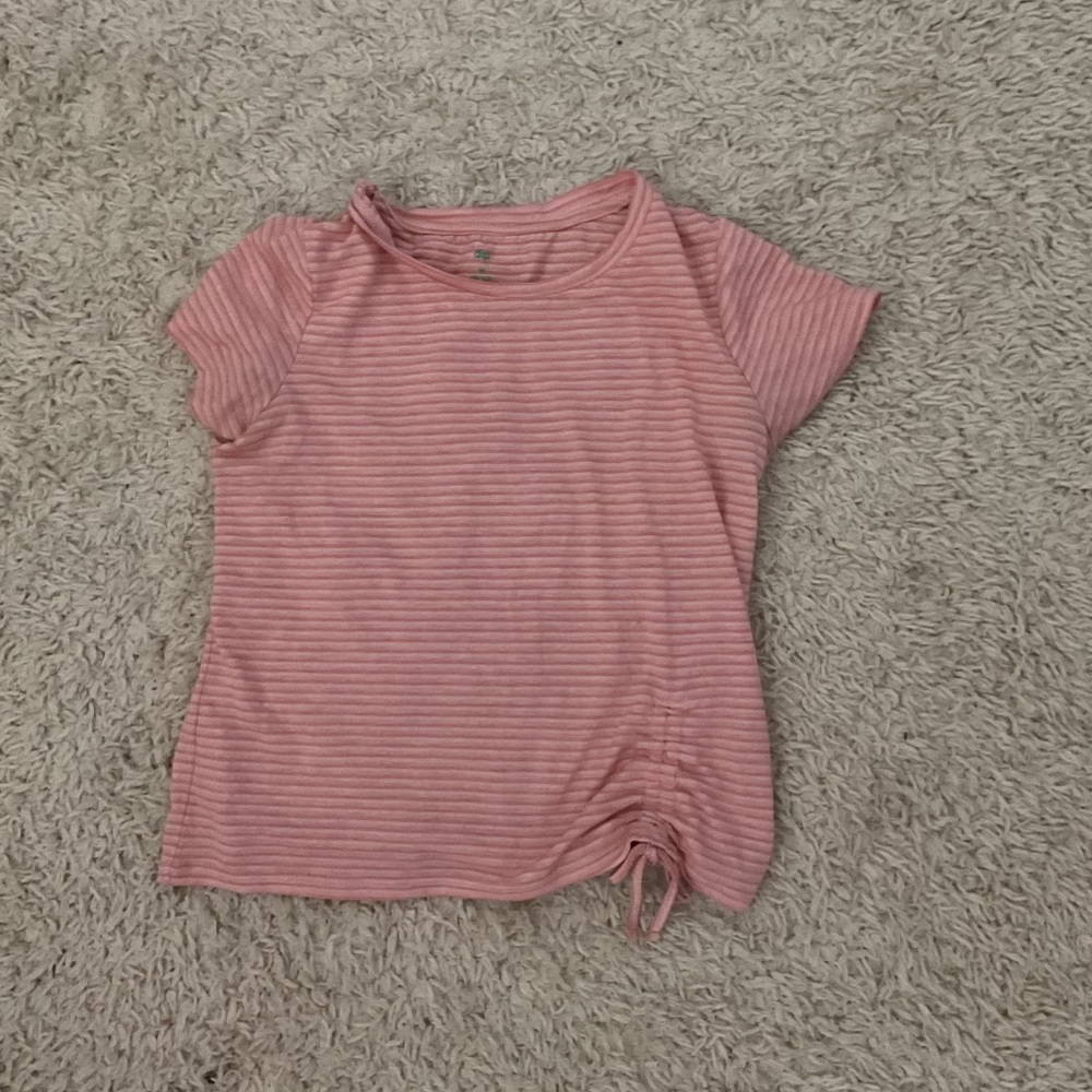 Pink Striped Short Sleeve Top